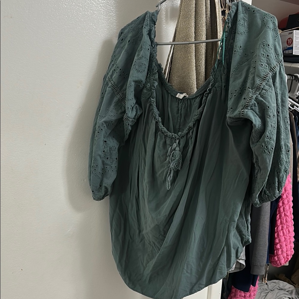 Maurices Teal Eyelet Blouse